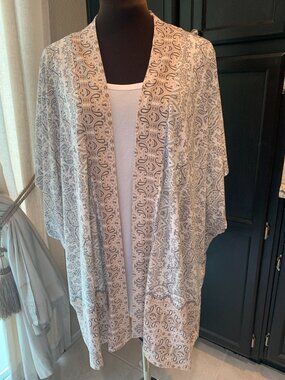 Isaac Mizrahi Live! Engineered Print Open Front Kimono Cardigan